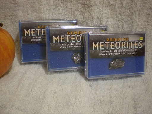 Meteorite in plastic box.